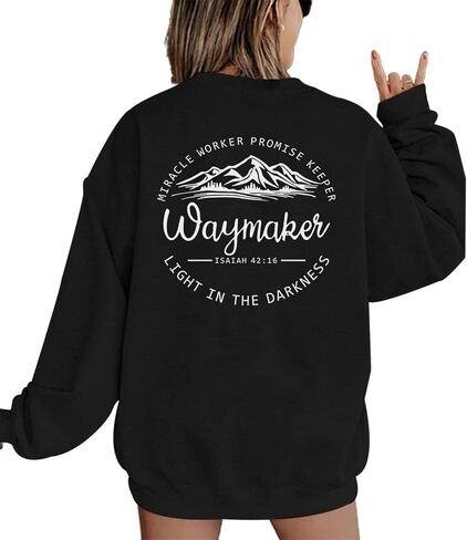Christian Waymaker Sweatshirts For Women Religious Faith Sweatshirt Womens Graphic Soft Crewneck Long Sleeve Shirts in Kuwait