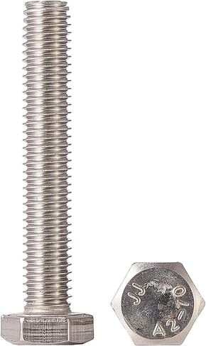 M8 x 20mm Hex Head Screw Bolt, 304 Stainless Steel(A2-70), Bright Finish, Fully Threaded, Hexagon Head Bolts, Quantity 20 in Saudi Arabia