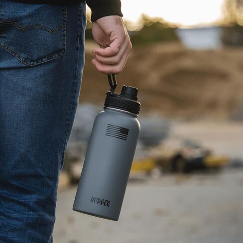 Tactical Pro Supply 32 oz. Patriotic Water Bottles | Decorated in the USA | Made with Premium Stainless Steel Material | Double Wall Vacuum Water Bottle Insulated in Kuwait