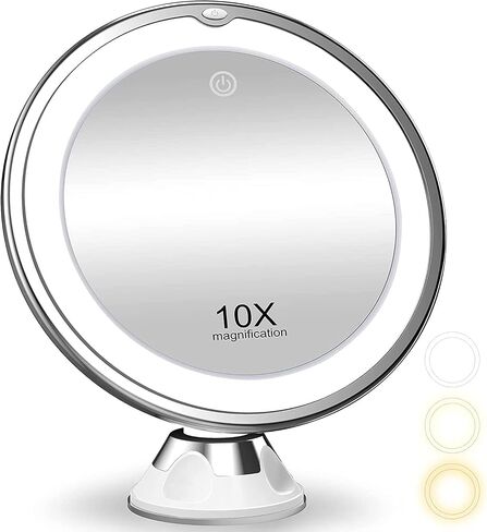 Makeup Mirror Vanity Mirror with Lights, 2X 3X 10X Magnification, Trifold Lighted Makeup Mirror, Touch Control, Dual Power Supply, Portable LED Vanity Mirror for Women Gift - Black in Saudi Arabia