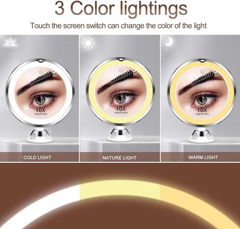 Makeup Mirror Vanity Mirror with Lights, 2X 3X 10X Magnification, Trifold Lighted Makeup Mirror, Touch Control, Dual Power Supply, Portable LED Vanity Mirror for Women Gift - Black in Saudi Arabia