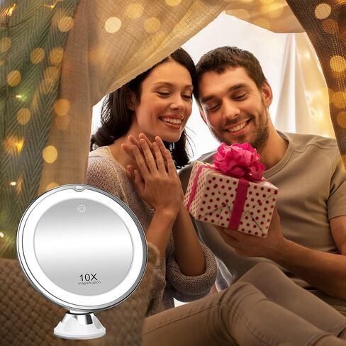Makeup Mirror Vanity Mirror with Lights, 2X 3X 10X Magnification, Trifold Lighted Makeup Mirror, Touch Control, Dual Power Supply, Portable LED Vanity Mirror for Women Gift - Black in Saudi Arabia