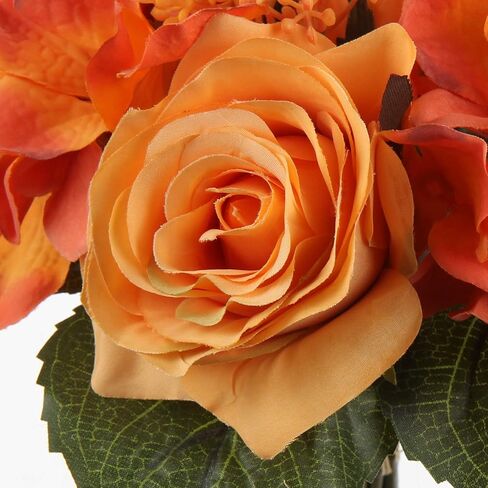 DILATATA Artificial Rose Bouquet 12" Silk Roses Artificial Flowers Fake Blue Rose Flowers for Home Bridal Wedding Party Festival Decor - Faux Roses and Hydrangea 1 Pack in Kuwait