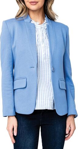 Notch Collar Blazer for Women - Casual Wear for Home & Office - Soft Stretchy Knit & Minimized Notched Collar - Grey XL in Saudi Arabia