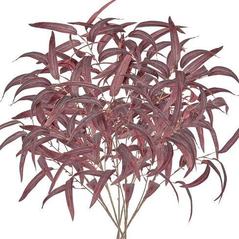 Briful Artificial Eucalyptus Branches 33'' Tall Gray Leaves Fake Eucalyptus Stems Arrangement, Realistic Faux Greenery Stems, Indoor Plant, Home Housewarming Farmhouse Porch Vase Decor, Set of 3 in Saudi Arabia