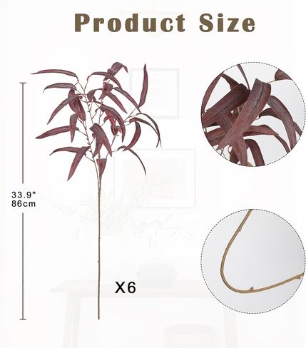 Briful Artificial Eucalyptus Branches 33'' Tall Gray Leaves Fake Eucalyptus Stems Arrangement, Realistic Faux Greenery Stems, Indoor Plant, Home Housewarming Farmhouse Porch Vase Decor, Set of 3 in Saudi Arabia