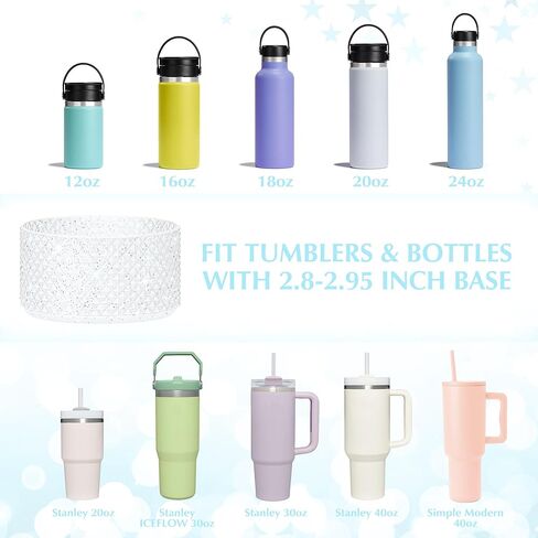 حذاء لامع من السيليكون الماسي، متوافق مع كأس ستانلي 20-40 أونصة، لكوب أوالا 40 أونصة، مضاد للانزلاق لزجاجة المياه، غطاء حماية لملحقات ستانلي، Tr-Silver-V in Kuwait