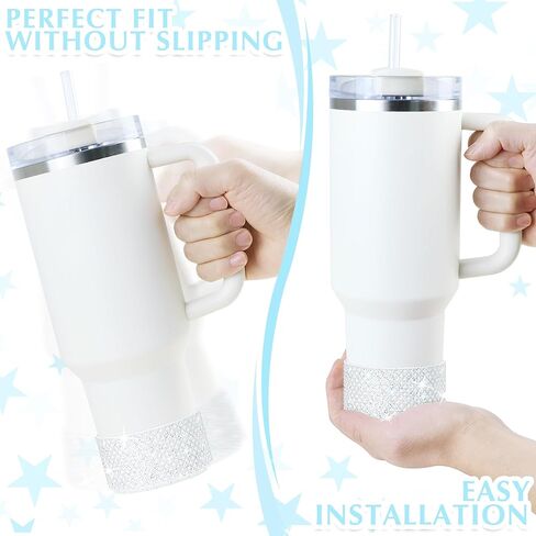 حذاء لامع من السيليكون الماسي، متوافق مع كأس ستانلي 20-40 أونصة، لكوب أوالا 40 أونصة، مضاد للانزلاق لزجاجة المياه، غطاء حماية لملحقات ستانلي، Tr-Silver-V in Kuwait