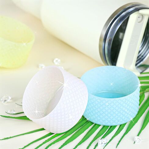 حذاء لامع من السيليكون الماسي، متوافق مع كأس ستانلي 20-40 أونصة، لكوب أوالا 40 أونصة، مضاد للانزلاق لزجاجة المياه، غطاء حماية لملحقات ستانلي، Tr-Silver-V in Kuwait