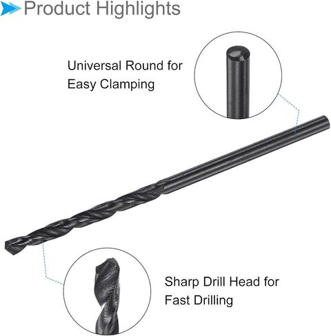 Twist Drill Bits, 2.2mm Cutting Diameter 0.09" Shank, High-Speed Steel Black Oxide Coating Jobber Bit Set (Applications: for Metal Wood Plastic), 10-Pieces in Saudi Arabia