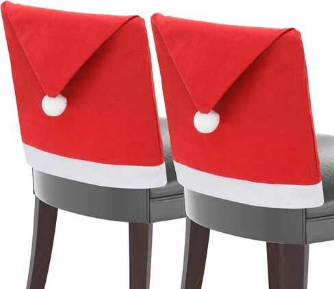 Magshion 2 قطعة كرسي عيد الميلاد الخلفي يغطي الأحمر غير المنسوجة النسيج احتفالي كرسي الديكور لعيد الميلاد غرفة الطعام كرسي ديكور عطلة ديكور المنزل in Kuwait