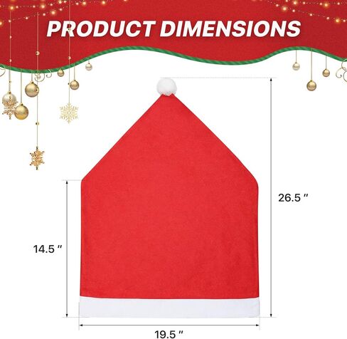 Magshion 2 قطعة كرسي عيد الميلاد الخلفي يغطي الأحمر غير المنسوجة النسيج احتفالي كرسي الديكور لعيد الميلاد غرفة الطعام كرسي ديكور عطلة ديكور المنزل in Kuwait