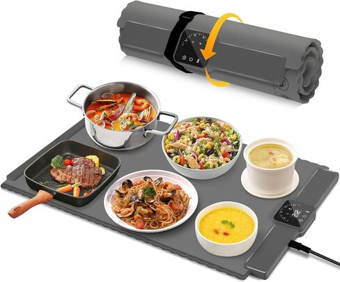 Silicone Electric Warming Tray for Food: Foldable Roll up Food Warmers for Parties Buffet with 5 Temperature Settings - Portable Fast Heating Mat for Restaurants, Home Everyday Use in Saudi Arabia