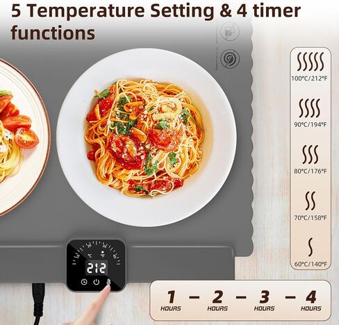 Silicone Electric Warming Tray for Food: Foldable Roll up Food Warmers for Parties Buffet with 5 Temperature Settings - Portable Fast Heating Mat for Restaurants, Home Everyday Use in Saudi Arabia