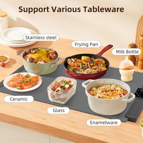 Silicone Electric Warming Tray for Food: Foldable Roll up Food Warmers for Parties Buffet with 5 Temperature Settings - Portable Fast Heating Mat for Restaurants, Home Everyday Use in Saudi Arabia