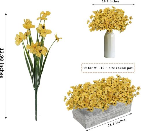 Artificial Mums Fall Flowers for Outdoors, 22 Bundles Fake Silk Fall Flowers UV Resistant, Realistic Faux Mums Plants for Outdpoor Planters, Outside Porch, Patio,Window Box -Yellow in Saudi Arabia