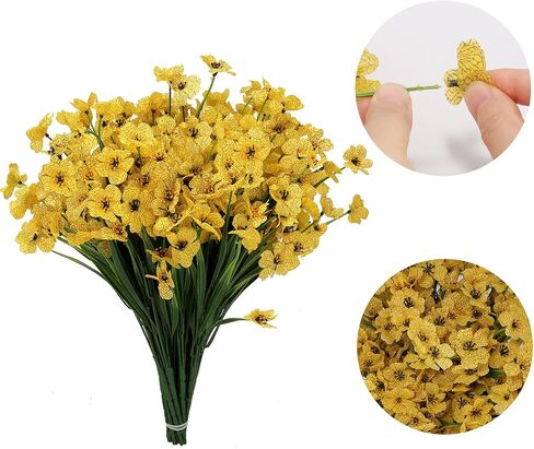 Artificial Mums Fall Flowers for Outdoors, 22 Bundles Fake Silk Fall Flowers UV Resistant, Realistic Faux Mums Plants for Outdpoor Planters, Outside Porch, Patio,Window Box -Yellow in Saudi Arabia