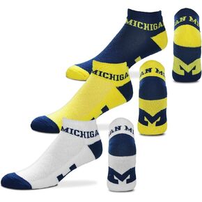 For Bare Feet NCAA Mens Money Ankle Socks-3 Pack Size-Large (10-13)