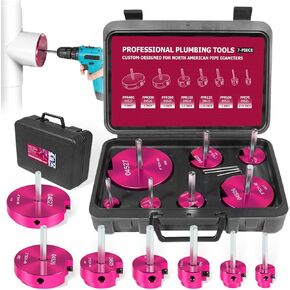 9Pcs PVC Pipe Reamer, Plastic PVC Pipe Fitting Reamer Plumbing Tools Kit Fit into Standard 1/2" Drills With PPR50, PPR75, PPR100, PPR125, PPR150, PPR200, PPR250, PPR300, PPR400 for SCH40, ABS, CPVC