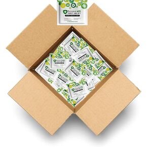 Portable Travel Size First Aid Kit - 60 Pack Case | Perfect for Home, Office, Car, School, Business, Travel, Hiking, Hunting, and Outdoors | Individually Wrapped First Aid Products (Green)