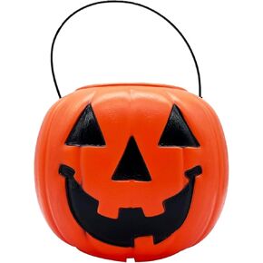 Halloween Pumpkin Jack O' Lantern Candy Bucket (Orange)