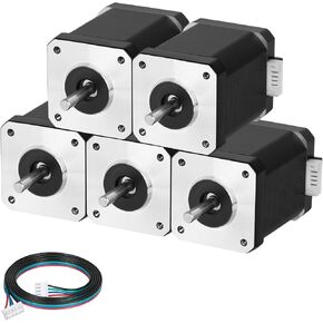 3pcs Nema 17 Stepper Motor 60MM Bipolar 2 A 70Ncm (99.12oz.in) 1.8 Degree Nema17 42 Stepper Motors Kit 2 Phase 4-Lead with 1m Cable and Connector for DIY CNC 3D Printer, 1.66x1.66x2.37inch in Kuwait