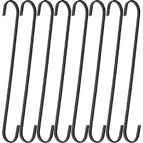 8 Pack 12 Inch Large S Hooks Black Heavy Duty Hooks for Hanging Plants Long Metal Hook Hanger S Shaped Hooks for Hanging Closet，Pots and Pans，Basket,Bird Feeders, Garden Indoor Outdoor