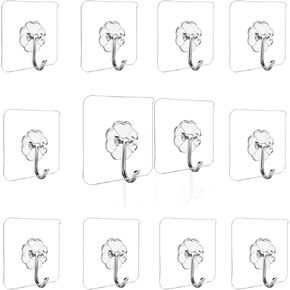 Adhesive Hook Transparent Waterproof Rustproof Wall Hook Hanging Heavy Duty Stainless Steel Reusable Utility Hook Kitchen Bathroom Ceiling Office Window Waterproof Home Essentials in Saudi Arabia