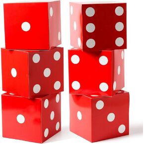 6 Pcs Dice Favor Boxes 11.8x11.8x11.8 Inch Casino Theme Party Decorations Large Dice Gift Boxes Casino Theme Goodie Boxes for Centerpieces Game Night Las Vegas New Year Party Supply(White)