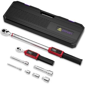1/2 Inch Drive Digital Torque Wrench, 2.2-147.5 Ft.lb/3-200Nm, Electronic Torque Wrench Set with ±1% Accuracy, Vibration, Buzzer and LED Flash Notification for Motorcycle Car