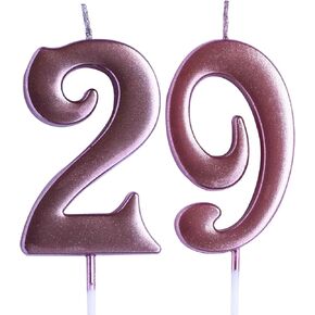 Rose 29th Birthday Candle, Number 29 Years Old Candles Cake Topper, Woman Or Man Party Decorations, Supplies