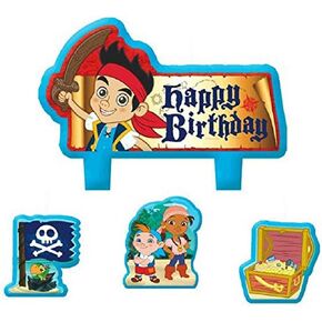 Party Time Disney Jake and the Neverland Pirates Mini Character Birthday Candle Set, Pack of 4, Multi, 1.5" x 1.75" Wax