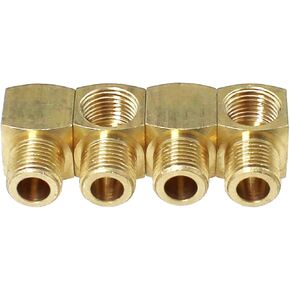 4PCS 90 Degree Street Elbow Brass Pipe Fitting 1/8 Inch NPT Female to 1/8 Inch NPT Male Elbow Fitting for Gas and Refrigeration and Hydraulic Application