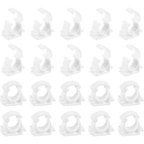 uxcell 20Pcs PPR Water Pipe Clamps, Plastic U Shaped Pipe Clamps Clips with Fixing Clip Fit for 20mm/0.79" OD Water Pipes and Tubing Hoses Support, White