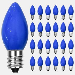 SUNSGNE C7 LED Halloween Orange Replacement Night Light Bulbs, 25 Pack C7 LED Plastic Christmas Lights for Outdoor String Lights Christmas Patio Decor, E12 Candelabra Base, 0.6 Watt, Orange