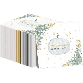 Quera A Little Pumpkin is On the Way Napkins, Little Pumpkin Baby Shower Decorations Pink Boy Girl Fall Paper Napkins Boy Girl Pumpkin Gender Reveal Party Decorations (6.5 x 6.5 In, 50-Pack)