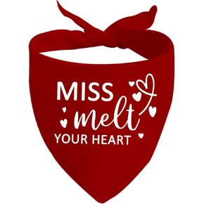 JXGZSO 1 Piece Miss Melt Your Heart Bandanan Valentine’s Day Bandana Valentine’s Day Pet Accessory (Melt Your Heart D)