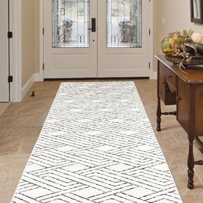 Pcinfuns Area Rug 8x10, Washable Rug for Living Room,Non Slip Rugs for Bedroom, Morden Farmhouse Indoor Floor Carpet for Bathroom Dining Room, Grey White Geometry