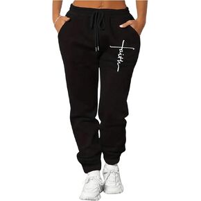 WDIRARA Women's Letter Graphic Print Drawstring Elastic Waist Sweatpants Casual Athletic Pants