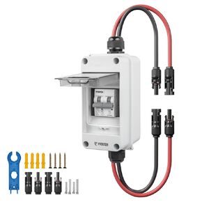 30A Solar Panel Disconnect Switch 400V DC/AC Solar Shut Off Switch 2 Poles Outdoor DC Miniature Circuit Breaker Box, IP65 Waterproof UV-Proof for Solar PV Home (30 Amp)