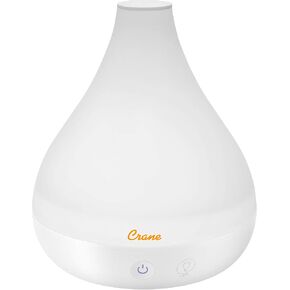 Crane Personal Ultrasonic Cool Mist Humidifier and Aroma Therapy Diffuser, Optional Color Changing Nightlight Included, for Home, Hotels, and Office, 0.35 Gallon – 1.5 Liter, White