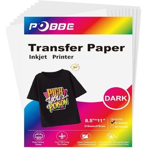 Heat Transfer Paper for Fabric 8.5" x 11" - 10 Sheets, Printable Iron on Transfer Vinyl Paper, with 2 Sheets Teflon Paper Dark 10 PCS
