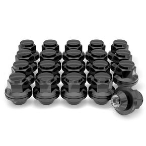 White Knight M12x1.25 Factory Style Lug Nuts for Frontier, Titan, Xterra and More. Black Chrome Mag Style Seat with Attached Washer – WN21006BK-24AM (24 Pack)