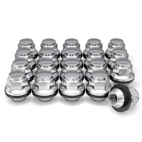 White Knight M12x1.25 Factory Style Lug Nuts for Frontier, Titan, Xterra and More. Black Chrome Mag Style Seat with Attached Washer – WN21006BK-24AM (24 Pack)