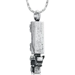 Imrsanl Urn Necklace for Ashes for Men Adults Stainless Steel 18 Wheeler Semi Truck Cremation Jewelry Urn Pendant Ashes Holder Memorial Locket