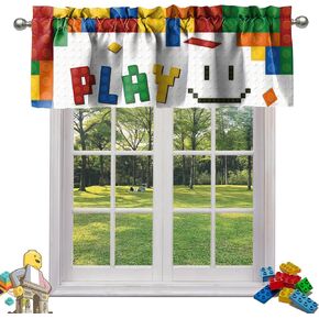 SUNWISHA Valance for Building Blocks Pattern 52x18 Inch Curtain Valance for Bedroom Windows（Style 2）