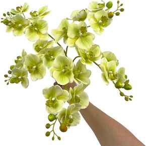 5 Artificial Orange Orchid Flower Stems 18 Inches Real Touch Faux Phalaenopsis Flowers Fake Orchid Flowers arrange for Wedding Bouquets Indoor Décor for Home Office (Orange)