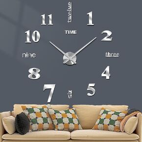 FERRISA Frameless DIY Wall Clock, 3 in 1 Large 3D Frameless Wall Clock 47 Inch, 3D DIY Wall Clock for Living Room Bedroom Office Decor Wall Decor(Gold Motto)…