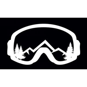 Ski Snowboarding Goggles with Trees and Mountains Decal Outdoor Shred Snow | White | Made in USA by Stick This! | Sticker for Car or Truck Windows, Laptop, Water Bottle, Tablets etc. | 6" X 3.5" |