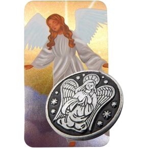 Westmon Works Guardian Angel Token Set Metal Pocket Prayer Trinket with Holy Card